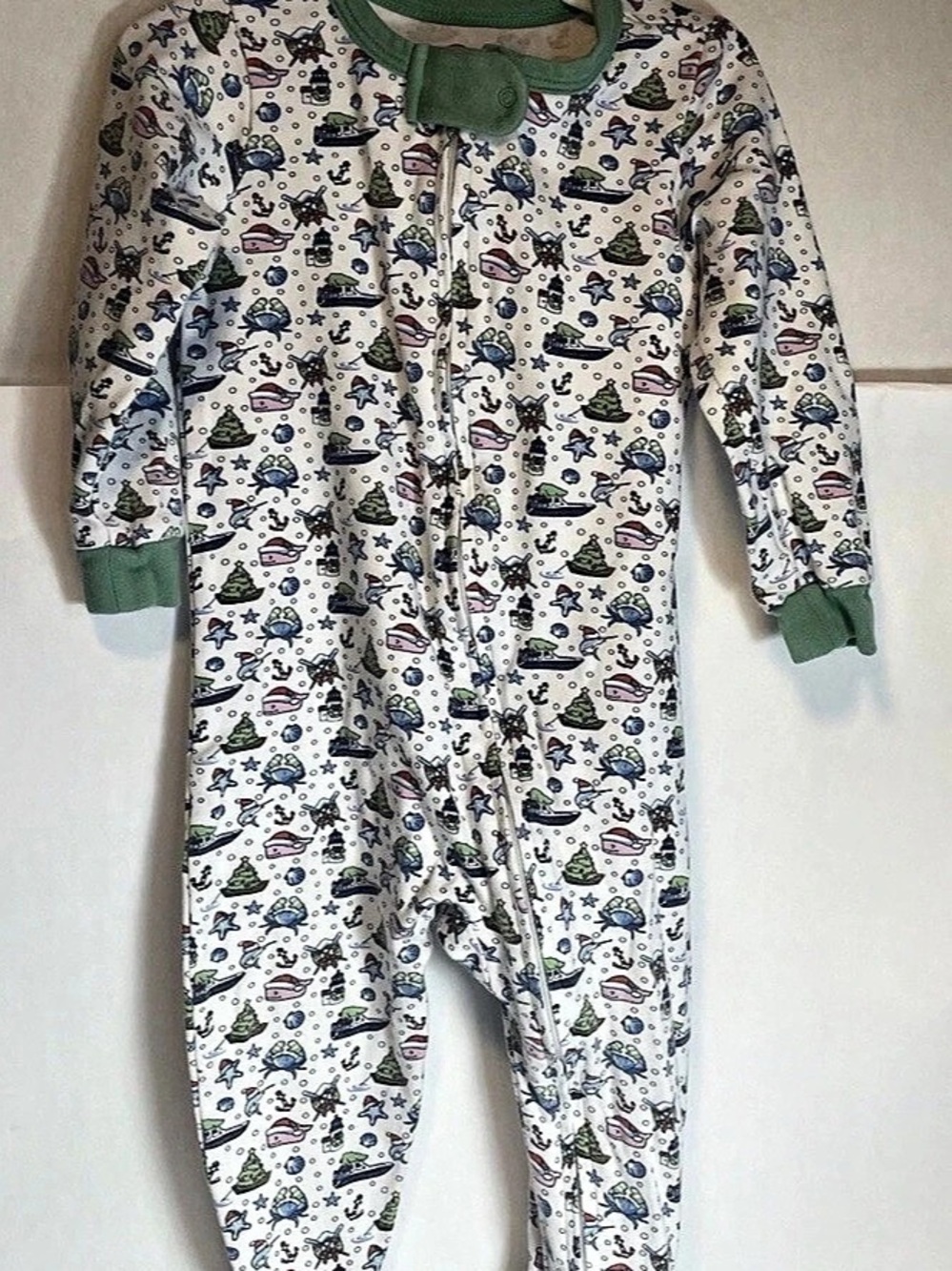 12/18 Months Vineyard Vines Nautical Icon Design One Piece Footie Holiday